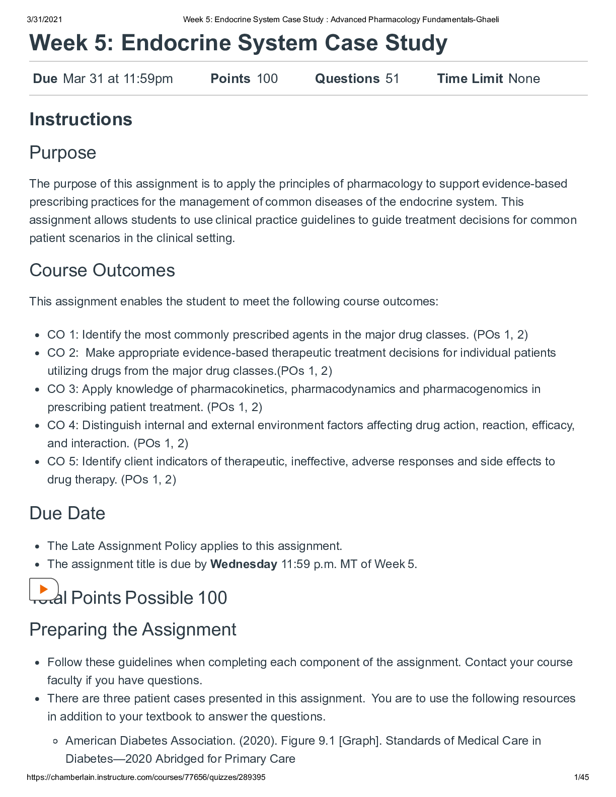 Preview image for Endocrine System Case Study Advanced Pharmacology Fundamentals Graded.LATEST 2022-2023